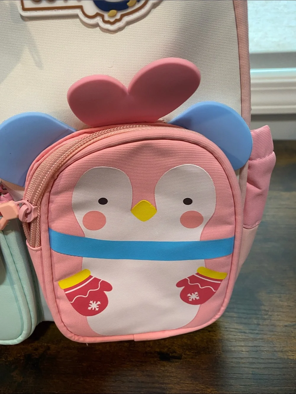 Kids Penguin Mini Backpack in Pink & Mint - Kitty Cott New in Package